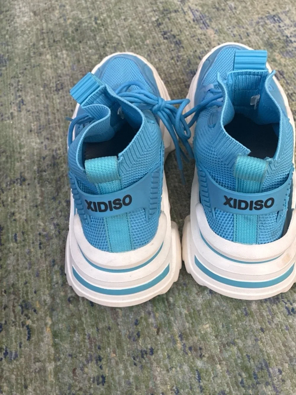 Sky Blue Women's Chunky Knit Athletic Sneakers